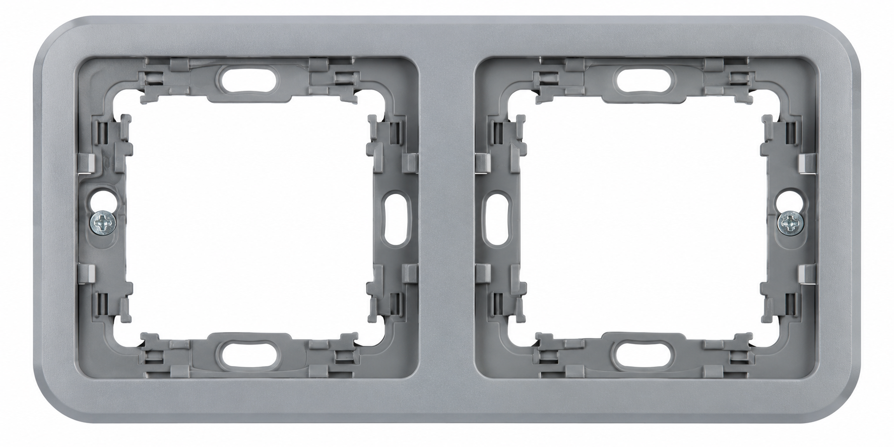 (X) Plexo 2-gang horizontal plate with support frame