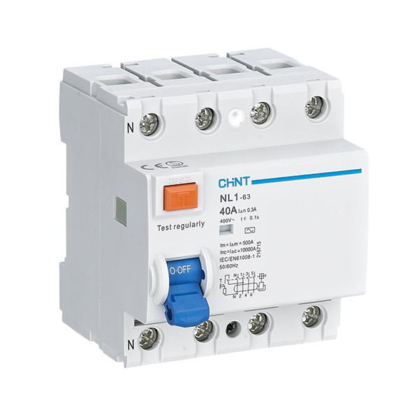 CHINT Type A 4-Pole Residual current device 40A 30mA NL1-63 RCBO