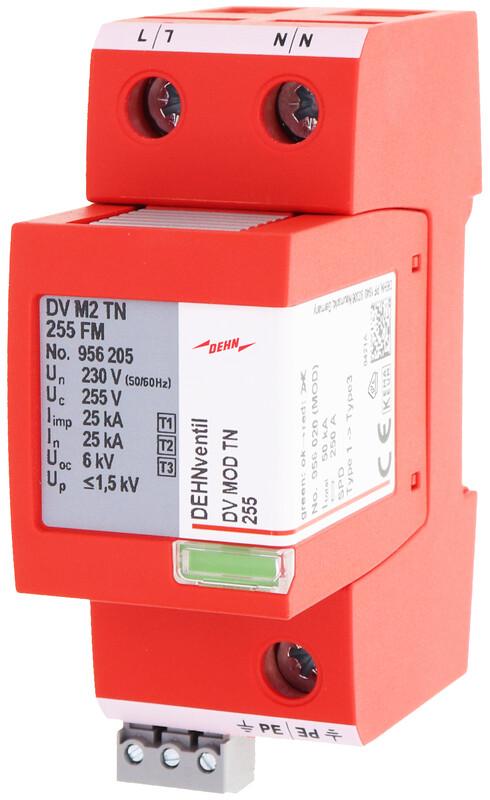 Combined arrester Type 1+2+3 DEHNventil M2 for single-phase TN systems w. remote signalling contact