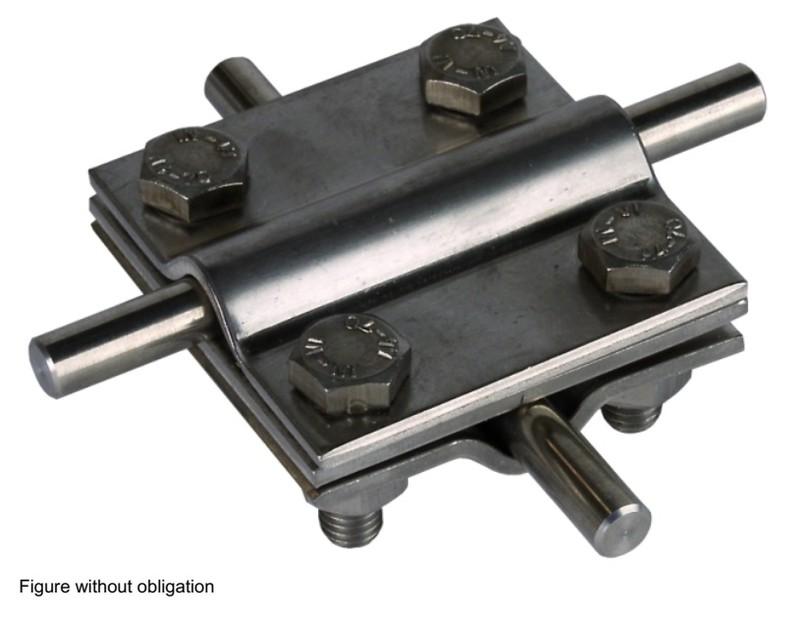 Cross unit StSt(V4A) Rd 8-10/8-10mm Rd 8-10/Fl 30mm-Fl 30/30mm, interm. pl.
